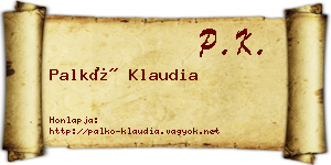 Palkó Klaudia névjegykártya