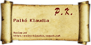 Palkó Klaudia névjegykártya